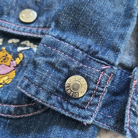Disney Baby Pooh Denim Jacket  Y2K Pink Ruffle Western Jean Coat (12M) - Picture 7 of 13